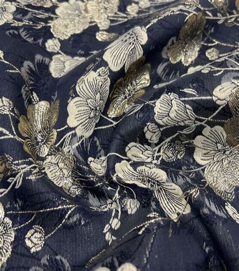 Reversible Gold Floral Metallic Brocade Apparel Fabric